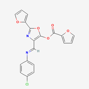 [4-[(4-chlorophenyl)iminomethyl]-2-(furan-2-yl)-1,3-oxazol-5-yl] furan-2-carboxylate