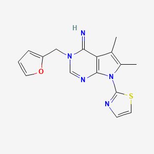 molecular formula C16H15N5OS B10865692 3-(furan-2-ylmethyl)-5,6-dimethyl-7-(1,3-thiazol-2-yl)-3,7-dihydro-4H-pyrrolo[2,3-d]pyrimidin-4-imine 