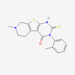 11-methyl-4-(2-methylphenyl)-5-sulfanylidene-8-thia-4,6,11-triazatricyclo[7.4.0.02,7]trideca-1(9),2(7)-dien-3-one