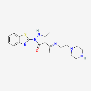 molecular formula C19H24N6OS B10865710 (4Z)-2-(1,3-benzothiazol-2-yl)-5-methyl-4-(1-{[2-(piperazin-1-yl)ethyl]amino}ethylidene)-2,4-dihydro-3H-pyrazol-3-one 