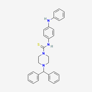 4-(diphenylmethyl)-N-[4-(phenylamino)phenyl]piperazine-1-carbothioamide