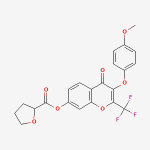 3-(4-methoxyphenoxy)-4-oxo-2-(trifluoromethyl)-4H-chromen-7-yl tetrahydrofuran-2-carboxylate