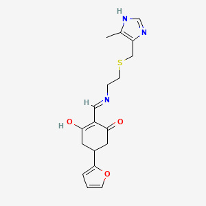 molecular formula C18H21N3O3S B10865747 5-(furan-2-yl)-2-{[(2-{[(5-methyl-1H-imidazol-4-yl)methyl]sulfanyl}ethyl)amino]methylidene}cyclohexane-1,3-dione 