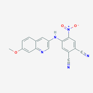 molecular formula C18H11N5O3 B10865822 4-[(7-Methoxyquinolin-3-yl)amino]-5-nitrobenzene-1,2-dicarbonitrile 