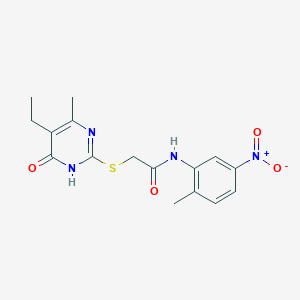 2-[(5-ethyl-4-hydroxy-6-methylpyrimidin-2-yl)sulfanyl]-N-(2-methyl-5-nitrophenyl)acetamide