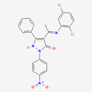 molecular formula C23H16Cl2N4O3 B10865841 4-[(1E)-N-(2,5-dichlorophenyl)ethanimidoyl]-2-(4-nitrophenyl)-5-phenyl-1,2-dihydro-3H-pyrazol-3-one 