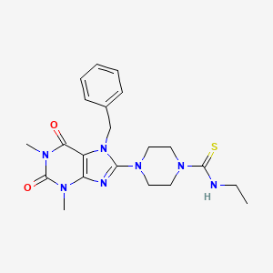 molecular formula C21H27N7O2S B10865854 4-(7-benzyl-1,3-dimethyl-2,6-dioxo-2,3,6,7-tetrahydro-1H-purin-8-yl)-N-ethylpiperazine-1-carbothioamide 