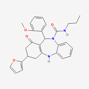 molecular formula C28H29N3O4 B10865864 3-(2-furyl)-11-(2-methoxyphenyl)-1-oxo-N-propyl-1,2,3,4,5,11-hexahydro-10H-dibenzo[b,e][1,4]diazepine-10-carboxamide 