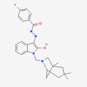 4-fluoro-N'-{(3Z)-2-oxo-1-[(1,3,3-trimethyl-6-azabicyclo[3.2.1]oct-6-yl)methyl]-1,2-dihydro-3H-indol-3-ylidene}benzohydrazide