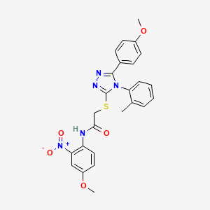 molecular formula C25H23N5O5S B10865896 N-(4-methoxy-2-nitrophenyl)-2-{[5-(4-methoxyphenyl)-4-(2-methylphenyl)-4H-1,2,4-triazol-3-yl]sulfanyl}acetamide 