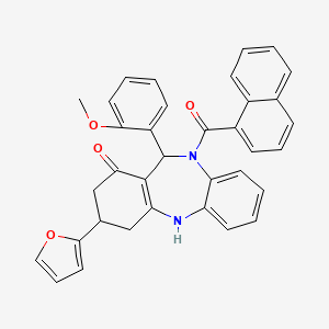 molecular formula C35H28N2O4 B10865900 3-(2-Furyl)-11-(2-methoxyphenyl)-10-(1-naphthylcarbonyl)-2,3,4,5,10,11-hexahydro-1H-dibenzo[B,E][1,4]diazepin-1-one 