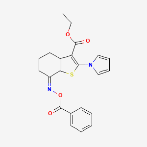 molecular formula C22H20N2O4S B10865926 ethyl (7Z)-7-{[(phenylcarbonyl)oxy]imino}-2-(1H-pyrrol-1-yl)-4,5,6,7-tetrahydro-1-benzothiophene-3-carboxylate 