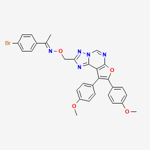 (1E)-N-{[8,9-bis(4-methoxyphenyl)furo[3,2-e][1,2,4]triazolo[1,5-c]pyrimidin-2-yl]methoxy}-1-(4-bromophenyl)ethanimine