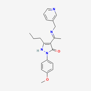 molecular formula C21H24N4O2 B10865998 (4Z)-2-(4-methoxyphenyl)-5-propyl-4-{1-[(pyridin-3-ylmethyl)amino]ethylidene}-2,4-dihydro-3H-pyrazol-3-one 