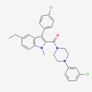 molecular formula C28H27Cl2N3O B10866007 [3-(4-chlorophenyl)-5-ethyl-1-methyl-1H-indol-2-yl][4-(3-chlorophenyl)piperazin-1-yl]methanone 