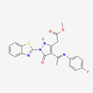 methyl [(4Z)-1-(1,3-benzothiazol-2-yl)-4-{1-[(4-fluorophenyl)amino]ethylidene}-5-oxo-4,5-dihydro-1H-pyrazol-3-yl]acetate