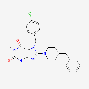 molecular formula C26H28ClN5O2 B10866037 8-(4-benzylpiperidin-1-yl)-7-(4-chlorobenzyl)-1,3-dimethyl-3,7-dihydro-1H-purine-2,6-dione 