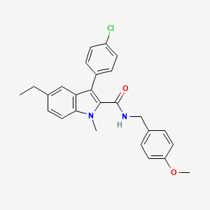 molecular formula C26H25ClN2O2 B10866044 3-(4-chlorophenyl)-5-ethyl-N-(4-methoxybenzyl)-1-methyl-1H-indole-2-carboxamide 