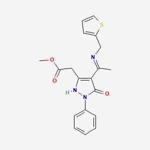 molecular formula C19H19N3O3S B10866069 methyl [(4Z)-5-oxo-1-phenyl-4-{1-[(thiophen-2-ylmethyl)amino]ethylidene}-4,5-dihydro-1H-pyrazol-3-yl]acetate 