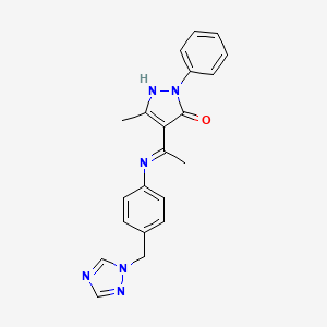 (4Z)-5-methyl-2-phenyl-4-(1-{[4-(1H-1,2,4-triazol-1-ylmethyl)phenyl]amino}ethylidene)-2,4-dihydro-3H-pyrazol-3-one