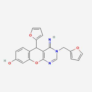 5-(furan-2-yl)-3-(furan-2-ylmethyl)-4-imino-3,5-dihydro-4H-chromeno[2,3-d]pyrimidin-8-ol