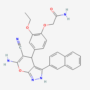 2-{4-[6-Amino-5-cyano-3-(naphthalen-2-yl)-1,4-dihydropyrano[2,3-c]pyrazol-4-yl]-2-ethoxyphenoxy}acetamide