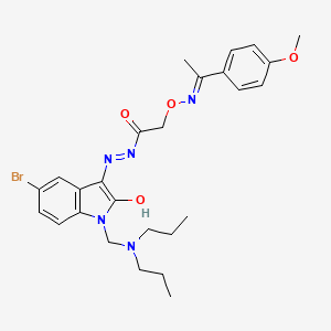 N'-{(3Z)-5-bromo-1-[(dipropylamino)methyl]-2-oxo-1,2-dihydro-3H-indol-3-ylidene}-2-({[(1E)-1-(4-methoxyphenyl)ethylidene]amino}oxy)acetohydrazide