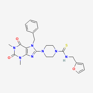 4-(7-benzyl-1,3-dimethyl-2,6-dioxo-2,3,6,7-tetrahydro-1H-purin-8-yl)-N-(furan-2-ylmethyl)piperazine-1-carbothioamide