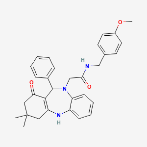 molecular formula C31H33N3O3 B10866214 2-(3,3-dimethyl-1-oxo-11-phenyl-1,2,3,4,5,11-hexahydro-10H-dibenzo[b,e][1,4]diazepin-10-yl)-N-(4-methoxybenzyl)acetamide 