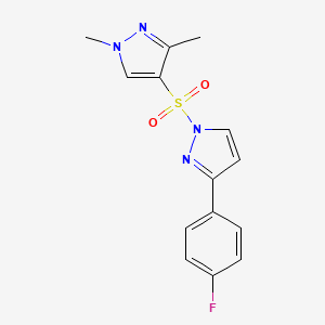 molecular formula C14H13FN4O2S B10866230 4-{[3-(4-fluorophenyl)-1H-pyrazol-1-yl]sulfonyl}-1,3-dimethyl-1H-pyrazole 