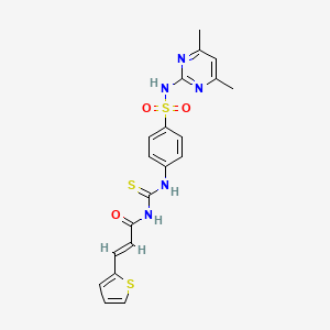 molecular formula C20H19N5O3S3 B10866240 (2E)-N-({4-[(4,6-dimethylpyrimidin-2-yl)sulfamoyl]phenyl}carbamothioyl)-3-(thiophen-2-yl)prop-2-enamide 