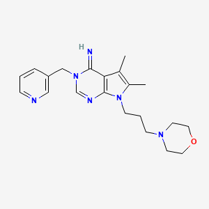 molecular formula C21H28N6O B10866253 5,6-dimethyl-7-[3-(morpholin-4-yl)propyl]-3-(pyridin-3-ylmethyl)-3,7-dihydro-4H-pyrrolo[2,3-d]pyrimidin-4-imine 