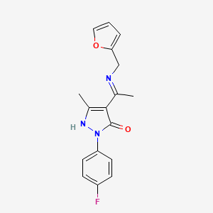 molecular formula C17H16FN3O2 B10866290 (4Z)-2-(4-fluorophenyl)-4-{1-[(furan-2-ylmethyl)amino]ethylidene}-5-methyl-2,4-dihydro-3H-pyrazol-3-one 