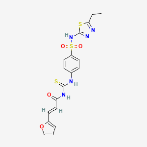 (2E)-N-({4-[(5-ethyl-1,3,4-thiadiazol-2-yl)sulfamoyl]phenyl}carbamothioyl)-3-(furan-2-yl)prop-2-enamide