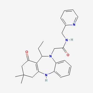 2-(11-ethyl-3,3-dimethyl-1-oxo-1,2,3,4,5,11-hexahydro-10H-dibenzo[b,e][1,4]diazepin-10-yl)-N-(pyridin-2-ylmethyl)acetamide