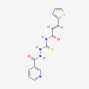 molecular formula C14H12N4O2S2 B10866302 (2E)-N-{[2-(pyridin-3-ylcarbonyl)hydrazinyl]carbonothioyl}-3-(thiophen-2-yl)prop-2-enamide 