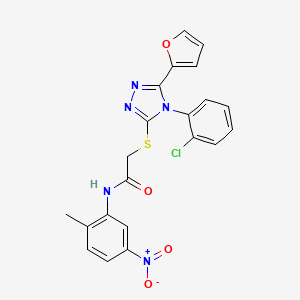 molecular formula C21H16ClN5O4S B10866306 2-{[4-(2-chlorophenyl)-5-(furan-2-yl)-4H-1,2,4-triazol-3-yl]sulfanyl}-N-(2-methyl-5-nitrophenyl)acetamide 