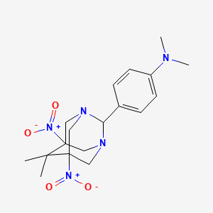 molecular formula C18H25N5O4 B10866311 4-(6,6-dimethyl-5,7-dinitro-1,3-diazatricyclo[3.3.1.1~3,7~]dec-2-yl)-N,N-dimethylaniline 