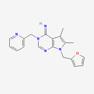 7-(furan-2-ylmethyl)-5,6-dimethyl-3-(pyridin-2-ylmethyl)-3,7-dihydro-4H-pyrrolo[2,3-d]pyrimidin-4-imine