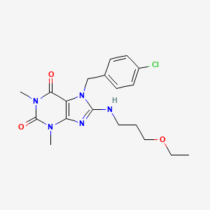 molecular formula C19H24ClN5O3 B10866328 7-(4-chlorobenzyl)-8-[(3-ethoxypropyl)amino]-1,3-dimethyl-3,7-dihydro-1H-purine-2,6-dione 