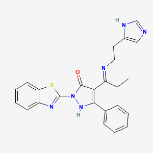 molecular formula C24H22N6OS B10866344 (4Z)-2-(1,3-benzothiazol-2-yl)-4-(1-{[2-(1H-imidazol-4-yl)ethyl]amino}propylidene)-5-phenyl-2,4-dihydro-3H-pyrazol-3-one 