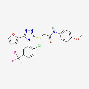 molecular formula C22H16ClF3N4O3S B10866396 2-({4-[2-chloro-5-(trifluoromethyl)phenyl]-5-(furan-2-yl)-4H-1,2,4-triazol-3-yl}sulfanyl)-N-(4-methoxyphenyl)acetamide 