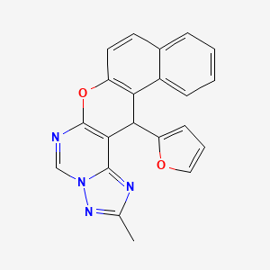 molecular formula C21H14N4O2 B10866402 14-(2-Furyl)-2-methyl-14H-benzo[5,6]chromeno[3,2-E][1,2,4]triazolo[1,5-C]pyrimidine 