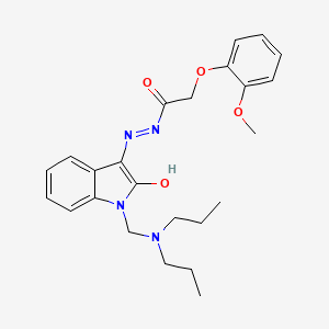 molecular formula C24H30N4O4 B10866453 N'-{(3Z)-1-[(dipropylamino)methyl]-2-oxo-1,2-dihydro-3H-indol-3-ylidene}-2-(2-methoxyphenoxy)acetohydrazide 