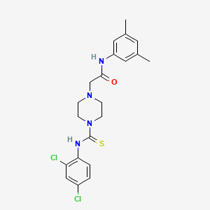 molecular formula C21H24Cl2N4OS B10866455 2-{4-[(2,4-dichlorophenyl)carbamothioyl]piperazin-1-yl}-N-(3,5-dimethylphenyl)acetamide 