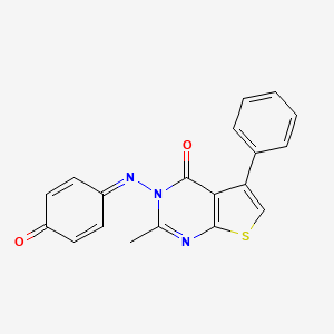 molecular formula C19H13N3O2S B10866465 2-Methyl-3-[(4-oxocyclohexa-2,5-dien-1-ylidene)amino]-5-phenylthieno[2,3-d]pyrimidin-4-one 