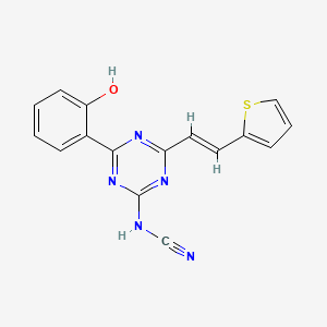 molecular formula C16H11N5OS B10866480 {4-(2-hydroxyphenyl)-6-[(E)-2-(thiophen-2-yl)ethenyl]-1,3,5-triazin-2-yl}cyanamide 