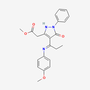 methyl [(4E)-4-{1-[(4-methoxyphenyl)amino]propylidene}-5-oxo-1-phenyl-4,5-dihydro-1H-pyrazol-3-yl]acetate