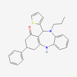 molecular formula C26H26N2OS B10866493 3-phenyl-10-propyl-11-(thiophen-2-yl)-3,4,10,11-tetrahydro-2H-dibenzo[b,e][1,4]diazepin-1-ol 