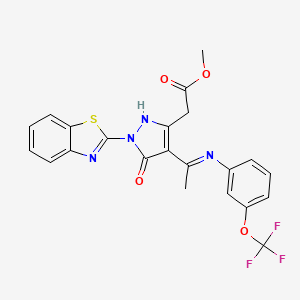 molecular formula C22H17F3N4O4S B10866511 methyl [(4Z)-1-(1,3-benzothiazol-2-yl)-5-oxo-4-(1-{[3-(trifluoromethoxy)phenyl]amino}ethylidene)-4,5-dihydro-1H-pyrazol-3-yl]acetate 